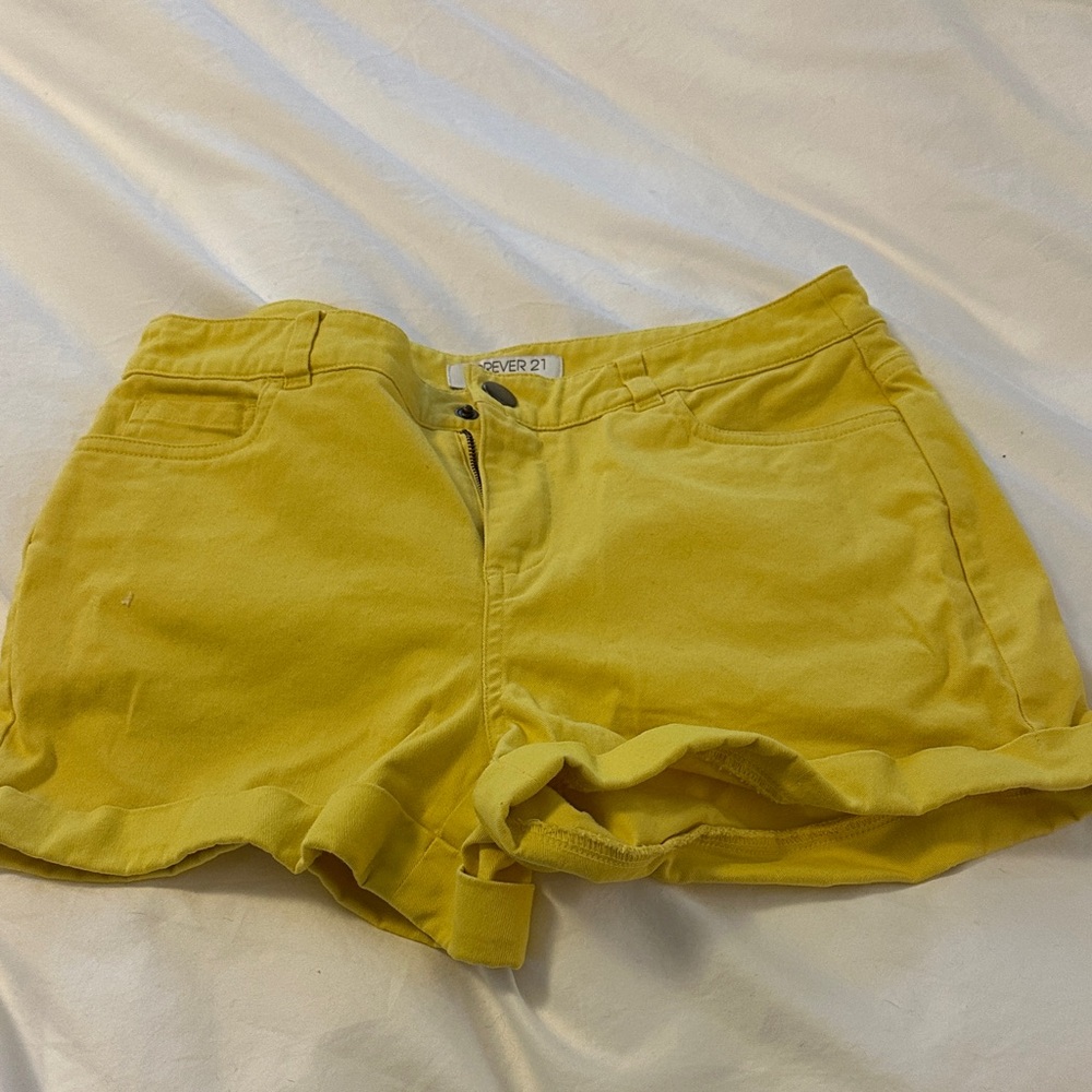 Forever 21 High Waist Yellow Shorts